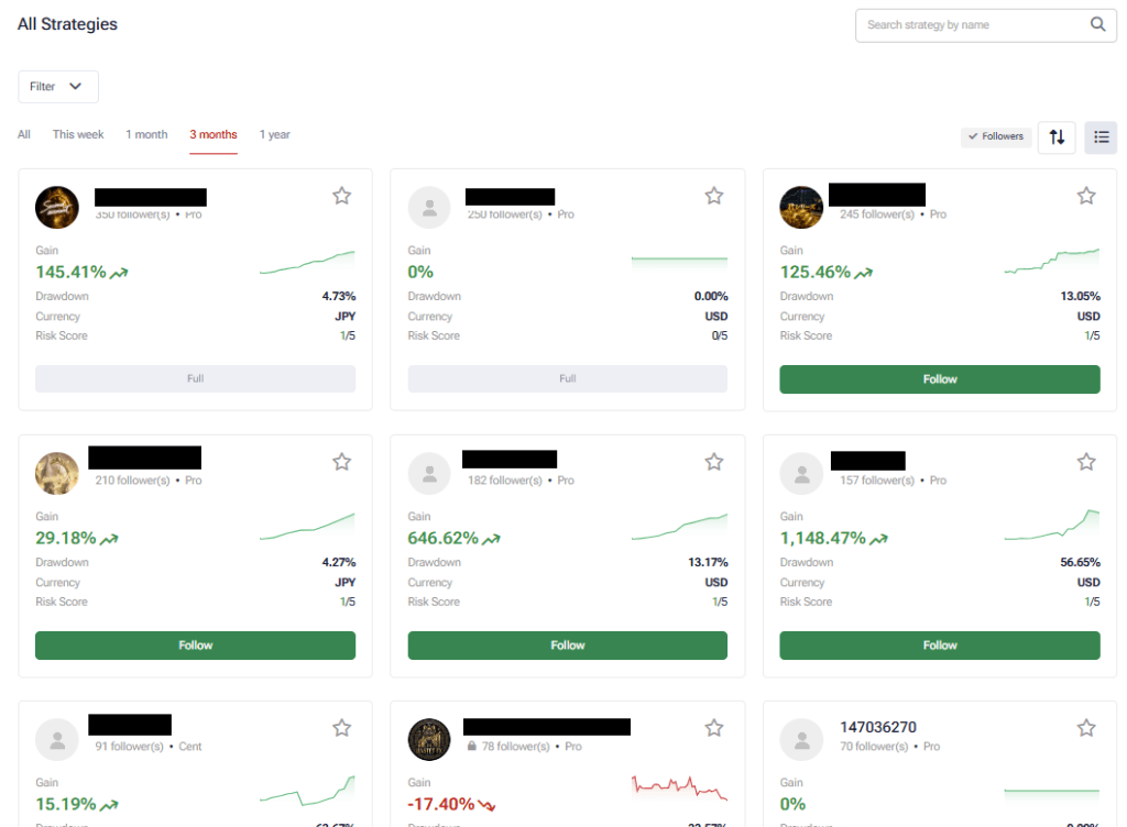 HFM copy trading strategy list